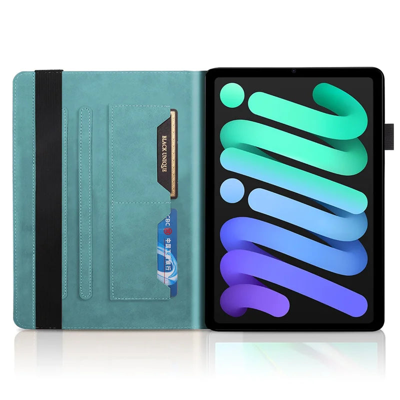 Coque for iPad Mini 7 Case 8.3" Embossed Tree PU Leather Flip Cover for Funda iPad Mini 2024 Mini 7th 6th Generation Case Cover