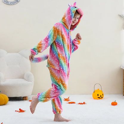 Pyjama en flanelle de carnaval pour enfants, combinaison, combinaison, dessin animé, vêtements d'hiver, Halloween, pour garçons et filles, famille