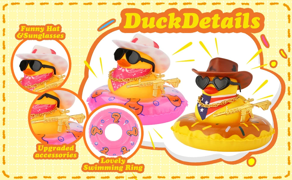 Cowboy Hat Rubber Ducks Toys Office Car Decoration Cute Summer Duck Duckling for Birthday Party Supplies Gifts for Friends Kids