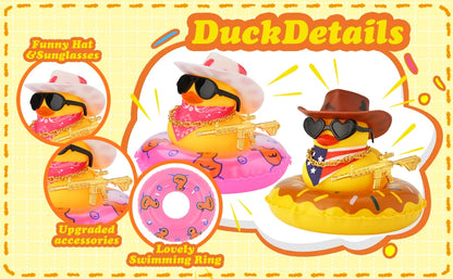 Cowboy Hat Rubber Ducks Toys Office Car Decoration Cute Summer Duck Duckling for Birthday Party Supplies Gifts for Friends Kids