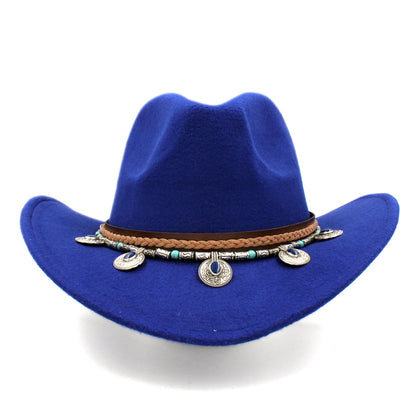 Men's Women's Western Equestrian Cowboy Hat Cattleman Riding Cowgirl Cap Wide Brim Felt Fedora Jazz Church Caps Шляпа Chapeau