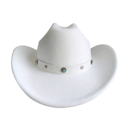 Chapeau de cowboy de style ethnique, tendance, chic, unisexe, couleur unie, avec décoration en forme de taureau, style western