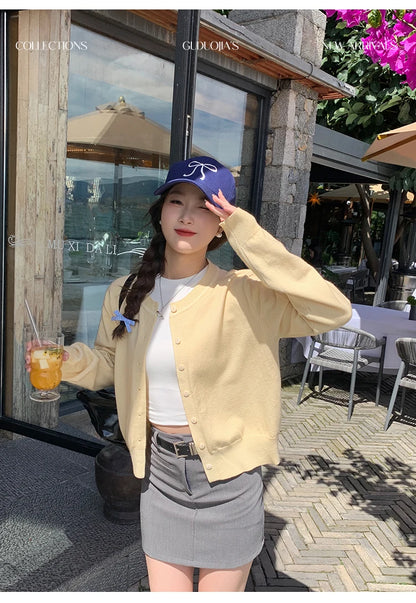 Cardigans tricotés à manches longues et col rond pour femme, pulls doux et solides, collection automne-hiver 2025