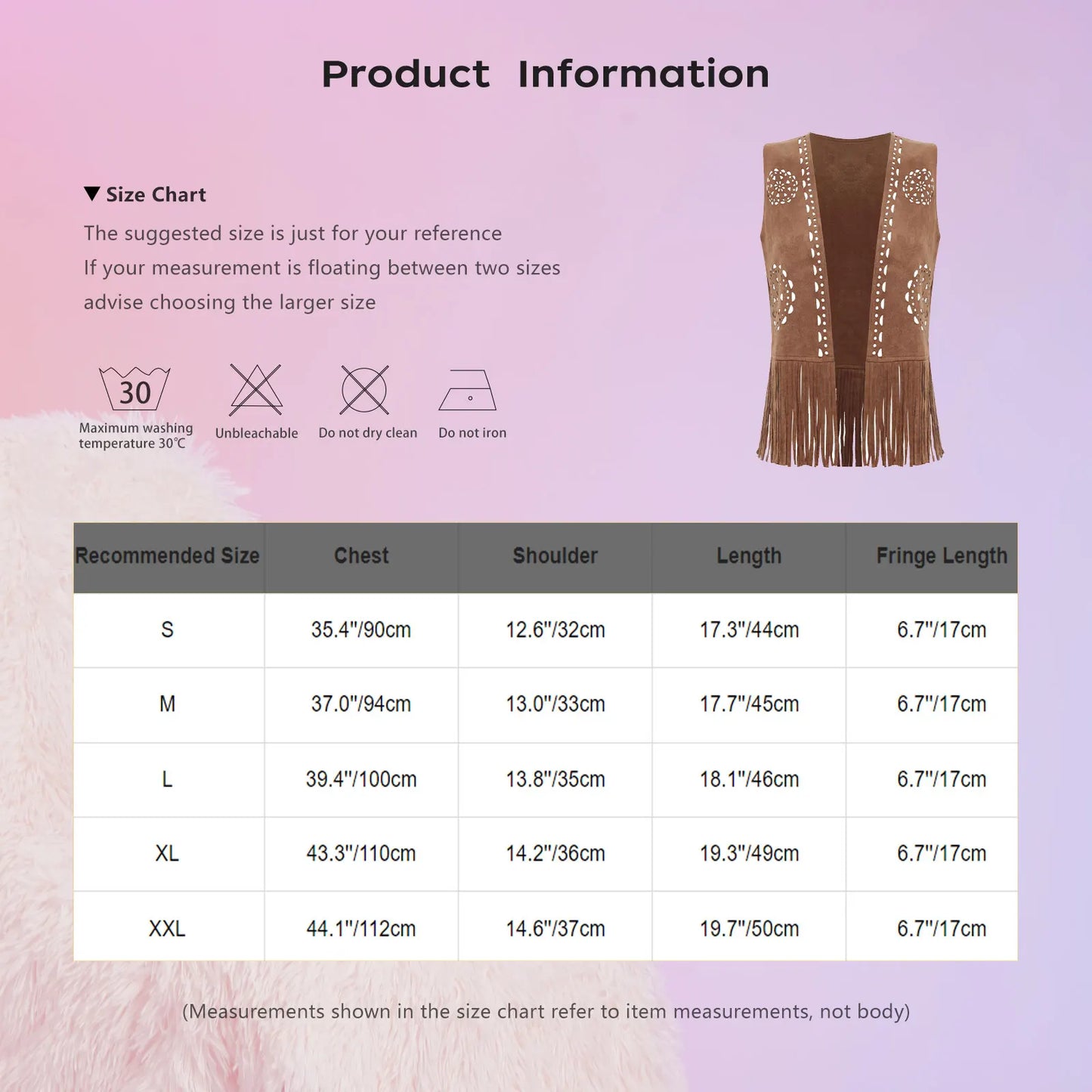 Womens Western Cowgirl 70s Disco Hippy Cosplay Costume Fringe Vest Vintage Hollow Out Tassel Tank Tops Faux Suede Waistcoat