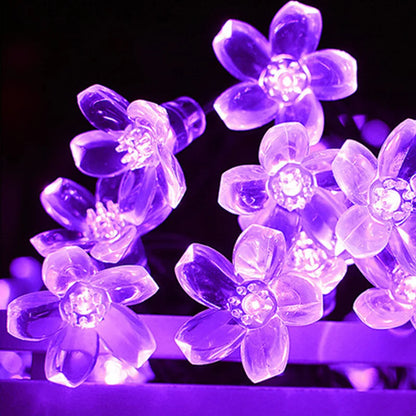 Purple Cherry Blossom Halloween Decorative Solar String Light Outdoor Waterproof Atmosphere Fairy flower Garden Lamp