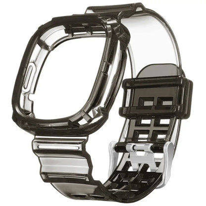 Clear Band + Case for Fitbit Versa 4/Versa3 Transparent Replacement Silicone Wristband Bracelet for SmartWatch Fitbit Versa 4/3