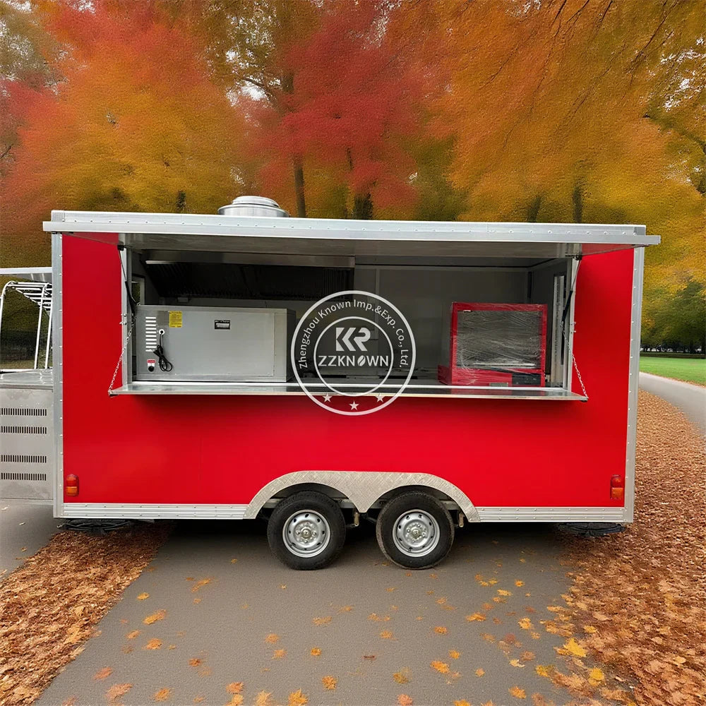 Outdoor Mobile Catering Trailer Fully Equipped Taco Pizza Ice Cream Cart Fast Food Truck Trailer With Full Kitchen