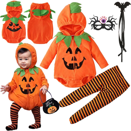 3-24M pumpkin Cosplay Baby Girls Boys Halloween Costume Sets Long Sleeve Cosplay jumpsuit for boys Carnival Party Clothes