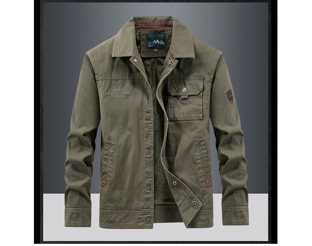 Vestes en coton pour hommes, tendance, printemps-automne, vêtements d'extérieur, coupe-vent, col rabattu, vestes tactiques, 5XL