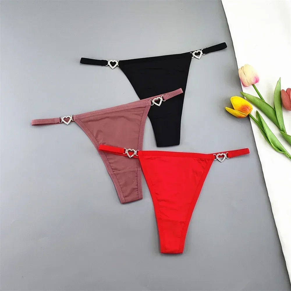 3PCS Rhinestone Strap G-String
