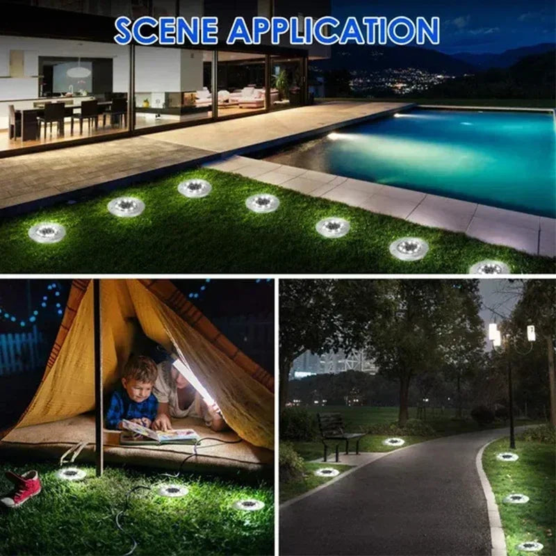 1/4/8 pièces lumières solaires extérieures 8/20LED s disque lampe souterraine projecteur enterré lumière solaire pour la maison jardin pelouse cour décoration