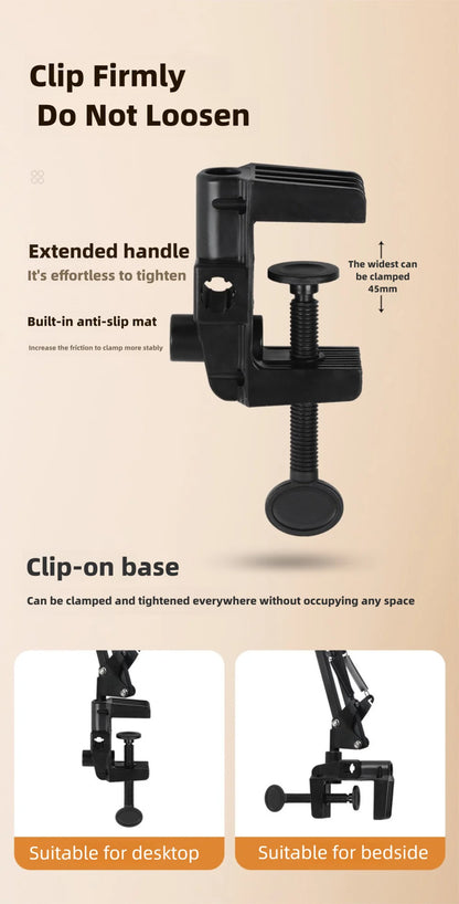 LED Phone live streaming Fill Light with Flexible Robotic Arm Phone Holder Fixed Shooting Recording Live Streaming Selfie Stick