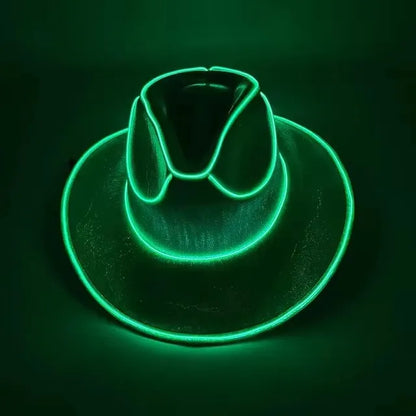 Lights Cowboy Cowgirl Hat with LED Light Up Cap Luminous Western Cowboy Hat Pearlescent Cowgirl Hat for Dancing Party Dress Up