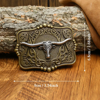 Ceinture ajustable en cuir style cowboy western, style punk, estampage en alliage, boucle de ceinture rétro américaine pour homme, accessoire de mode