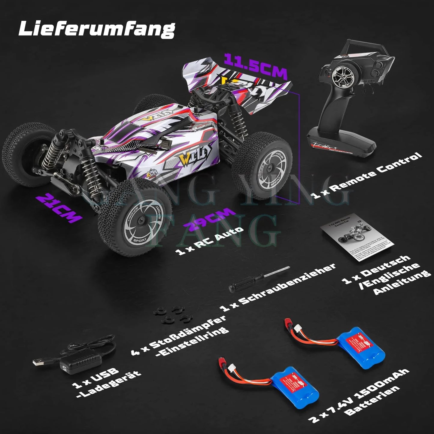 WLtoys 124016 124017 V8 75 km/h Voiture télécommandée électrique 4x4 sans balais haute vitesse tout-terrain Drift pour adultes