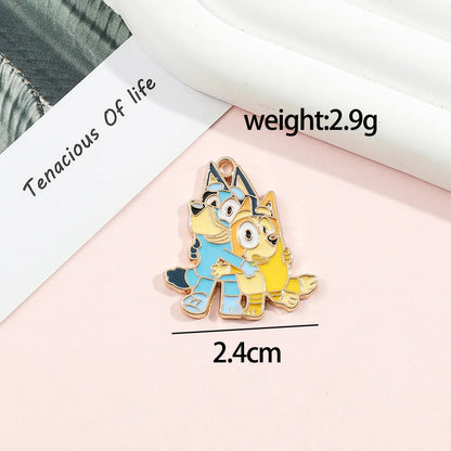 Bluey family  Animated Accessories Bingo Chili Diy Alloy Pendant Accessories Cartoon Character Backpack Pendant Keychain Pendant