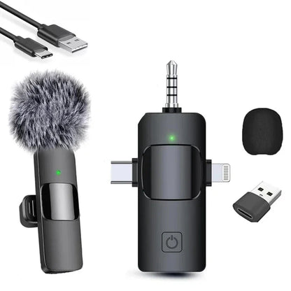 Lavalier Professional Dual Wireless Lapel Microphone Mic For iPhone Android Phone Mobile Cell PC Tie Buttonhole Micro Microphon