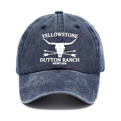Chapeau de cowboy occidental rétro - YELLOWSTONE DUTTON Ranch casquette de baseball imprimée tête de vache brodée pour hommes et femmes