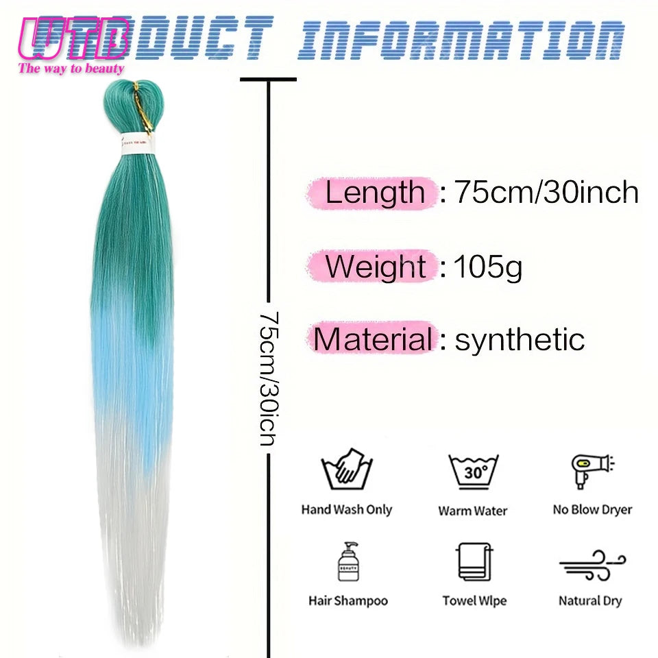 Postiche synthétique ombré arc-en-ciel de 66 cm, couleurs mélangées, long et lisse, tresses jumbo au crochet pour femmes