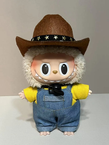 Tenue de poupée Labubu de 15 à 17 cm - Ensemble de vêtements style cowboy avec chapeau et accessoires | Accessoires Labubu | Labubu