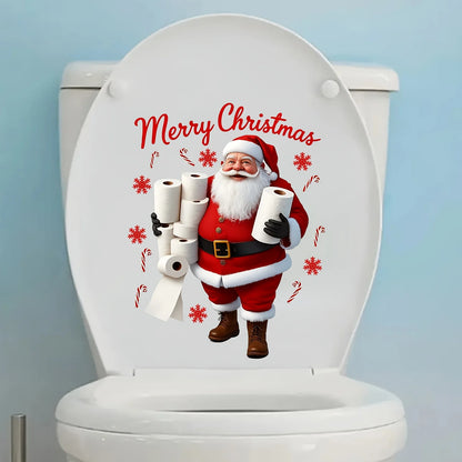 1 feuilles joyeux noël Santa toilette autocollants amovibles PVC pour la décoration intérieure toilette décalcomanie Navidad Natal nouvel an décors cadeau 2026