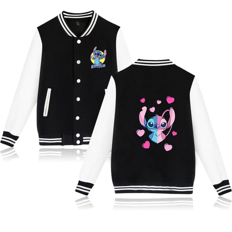 Veste de baseball Lilo Stitchou pour hommes et femmes, style hip-hop, Harajuku, streetwear, pour enfants, garçons et filles, manteaux amples pour l'université
