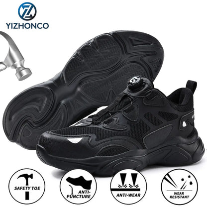 YIZHONCO Autumn Safety Shoes BOA Men Sneakers Steel Toe Cap Shoe Work Shoes Puncture-Proof Work Safety Shoes Boots