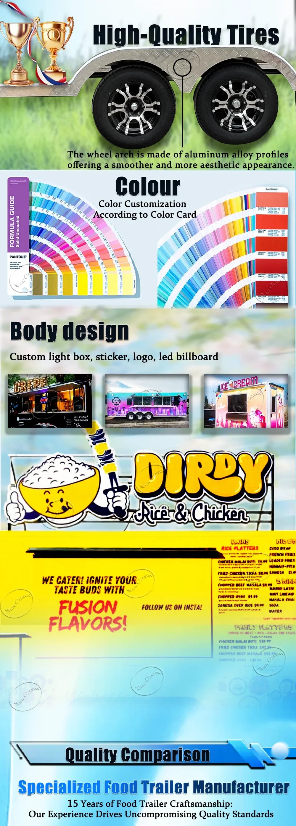 Outdoor Food Trailer with Well-Equipped Interior Space Practical Mobile Kitchen for Catering Events