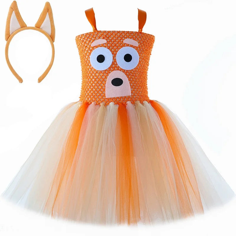 Costume pour filles, robe tutu de chien de berger de dessin animé,  costumes de chiot de chien d'animal pour enfants, déguisement de fête d'Halloween pour tout-petits