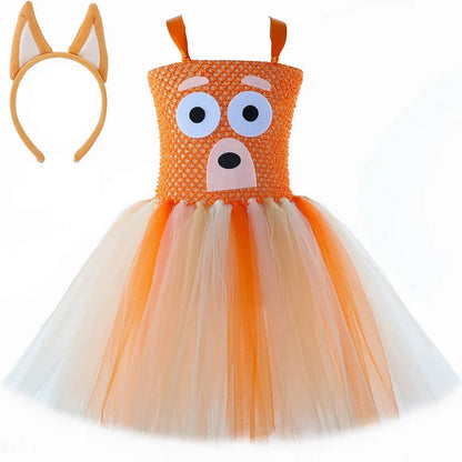 Costume pour filles, robe tutu de chien de berger de dessin animé,  costumes de chiot de chien d'animal pour enfants, déguisement de fête d'Halloween pour tout-petits