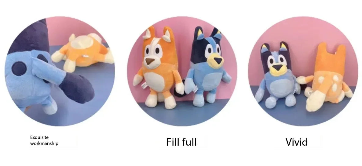 Peluches familiales  17/28 cm – Chiens de dessin animé, peluches douces, idéales pour les anniversaires et les cadeaux de Noël