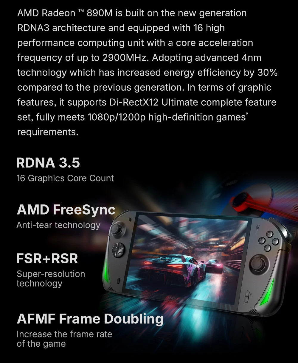 AOKZOE A1X AMD AI 9 HX 370 PC Game Console 8 Inch Native Landscape Screen Windows Handheld Laptops VRR 72.7Wh For Steam 3A Game