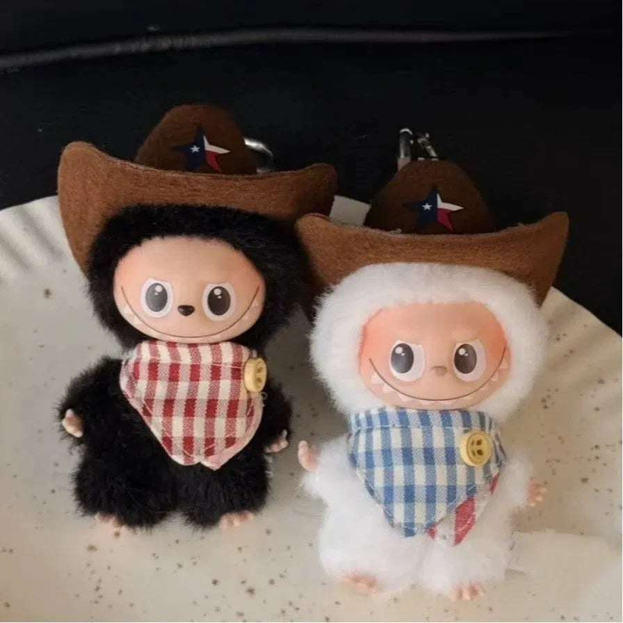 Pour 10 cm Labubu 4.0 vêtements de poupée chapeau de Cowboy écharpe vêtements de poupée accessoires de poupées douces mignon arc écharpe décoration cadeaux de noël