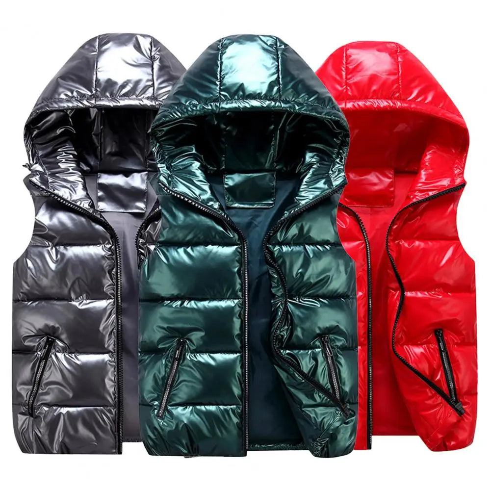 Gilet d'hiver chaud pour femme, poches de couleur vive, gilet rembourré en coton, couche intérieure matelassée, gilet de couleur vive pour femme, streetwear