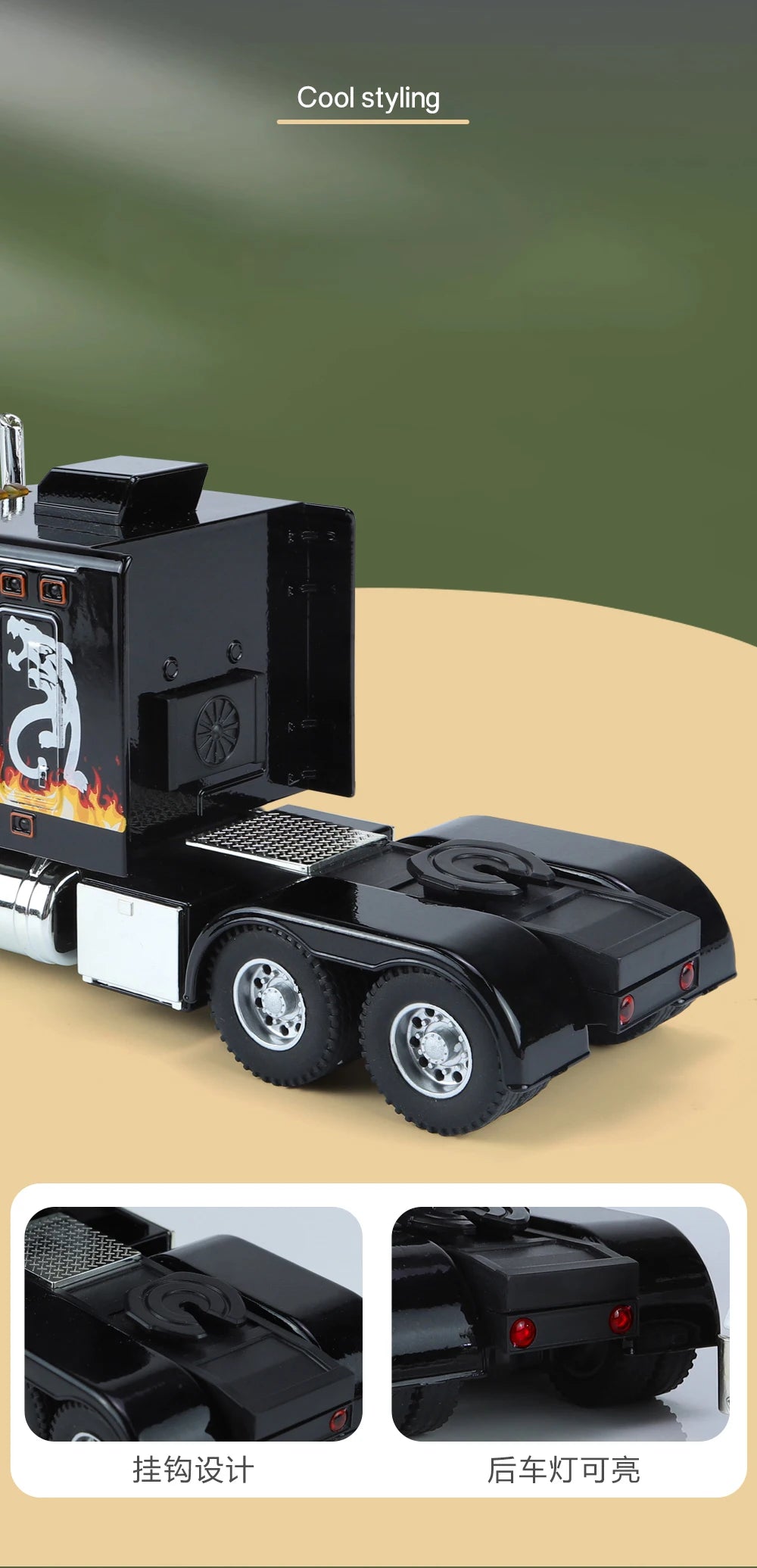 1/24 American Tractor Peterbilt 389 Alloy Simulation Diecast Model Car Collection Christmas Gifts Sound & Light Toys For Kids