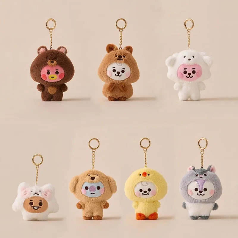 Baby Animal Series Bt21 Cooky Shooky Plush Doll Keychain Pendant Cute Koya Toy Girls Bag Packaging Decoration Collection Gift