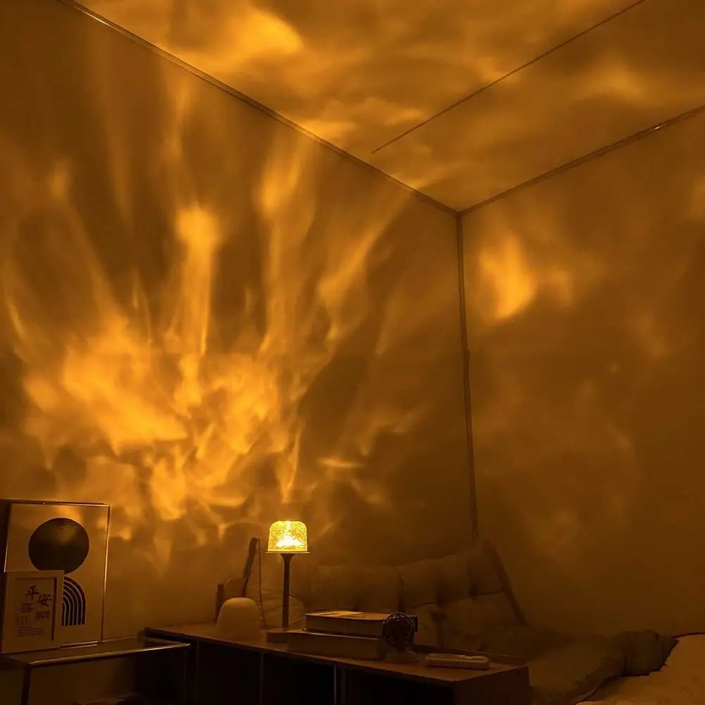 High Footed LED Atmosphere Desk Lamp Water Ripple Touch/Remote Control Projection Night Light Non-slip Bottom Romantic