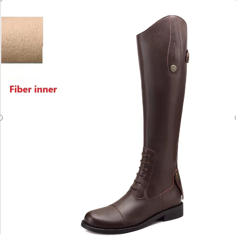 Bottes d'équitation 2025 en cuir, bottes longues, équipement d'équitation, chaussures ultra-résistantes et antidérapantes