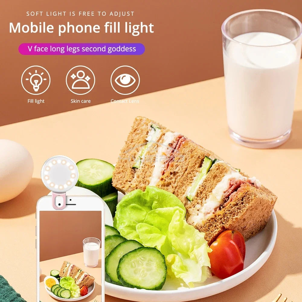 Anneau lumineux Led pour Selfie, Rechargeable par USB, lumières de remplissage, luminosité chaude et froide réglable, pour appareil Photo, vidéo, accessoires de Streaming en direct