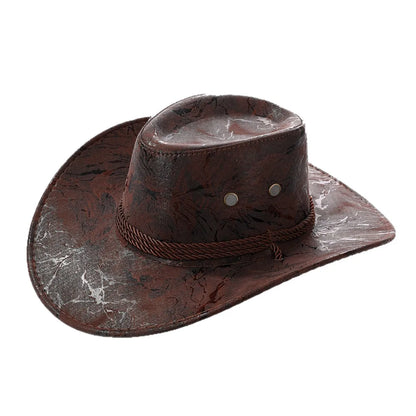 New Vintage Western Cowboy Hat For Men's Gentleman Lady Jazz Cowgirl With Leather Wide Brim Cloche Church Sombrero Hombre Caps