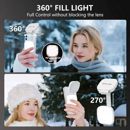 Magnetic Selfie Light, Phone Light Compatible with MagSafe IPhone,  360° LED Selfie Ring Fill Light with Mirror for Selfies/Vlog