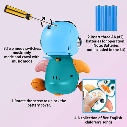 Penguin Musical Baby Crawling Toys Infant Moving Walking Dancing Toys with Light Toddler Interactive Development Tummy Time Gift