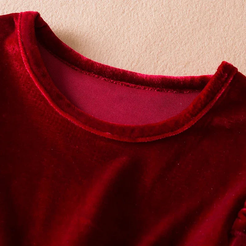 Green Christmas Dress for Kids Girls Autumn Long Sleeves Princess Dresses Children Winter Birthday Party New Year Costume 3-8Yrs