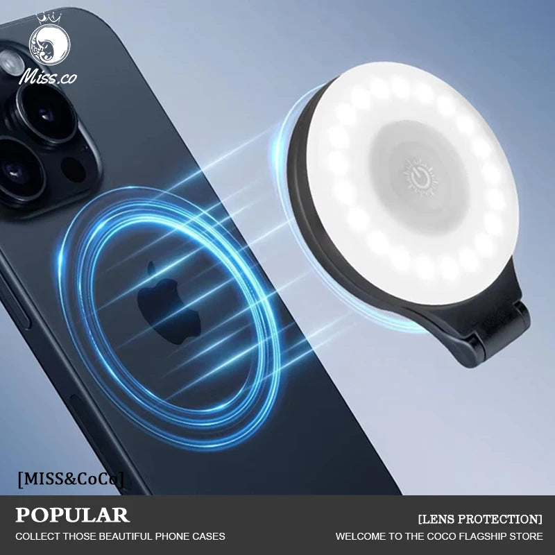 Lampe LED magnétique de poche pour Selfie, pour IPhone, IPad, téléphone portable, ordinateur portable, remplissage Flash, vidéo, Photo, lampe de photographie