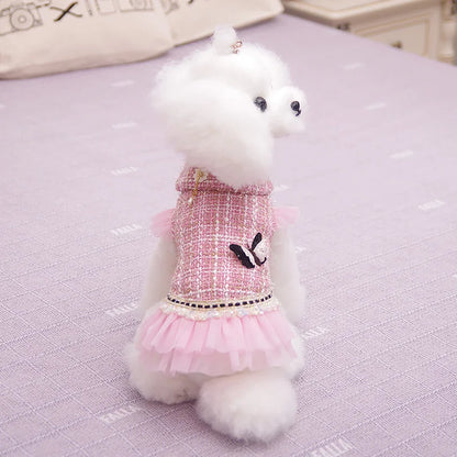 Vêtements pour chien : robe et veste de princesse, adaptés aux caniches, bichons maltais et yorkshires terriers, au printemps et en automne.