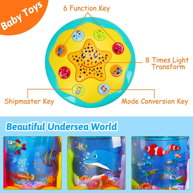 Jouets pour bébés de 1 à 3 ans, projecteur rotatif lumineux océanique, jouets musicaux, jouets sensoriels éducatifs précoces Montessori pour tout-petits, cadeaux