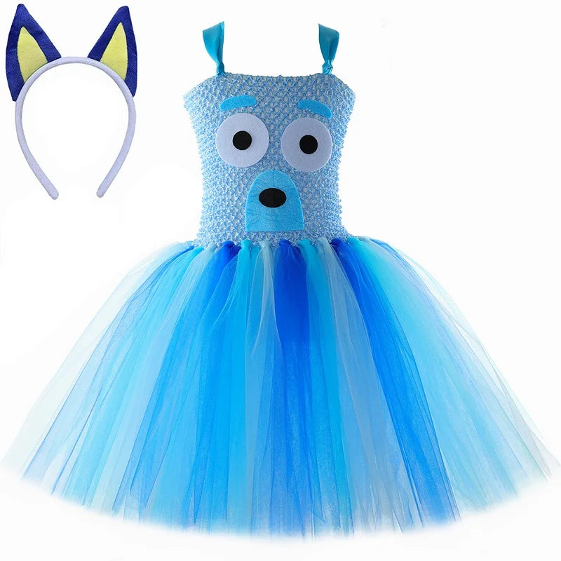 Costume pour filles, robe tutu de chien de berger de dessin animé,  costumes de chiot de chien d'animal pour enfants, déguisement de fête d'Halloween pour tout-petits