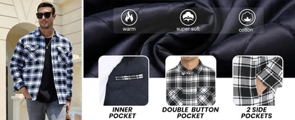 TACVASEN Veste d'hiver en coton à carreaux pour homme, manches longues, matelassée, doublée, en flanelle, multi-poches, vêtements d'extérieur, manteaux de randonnée