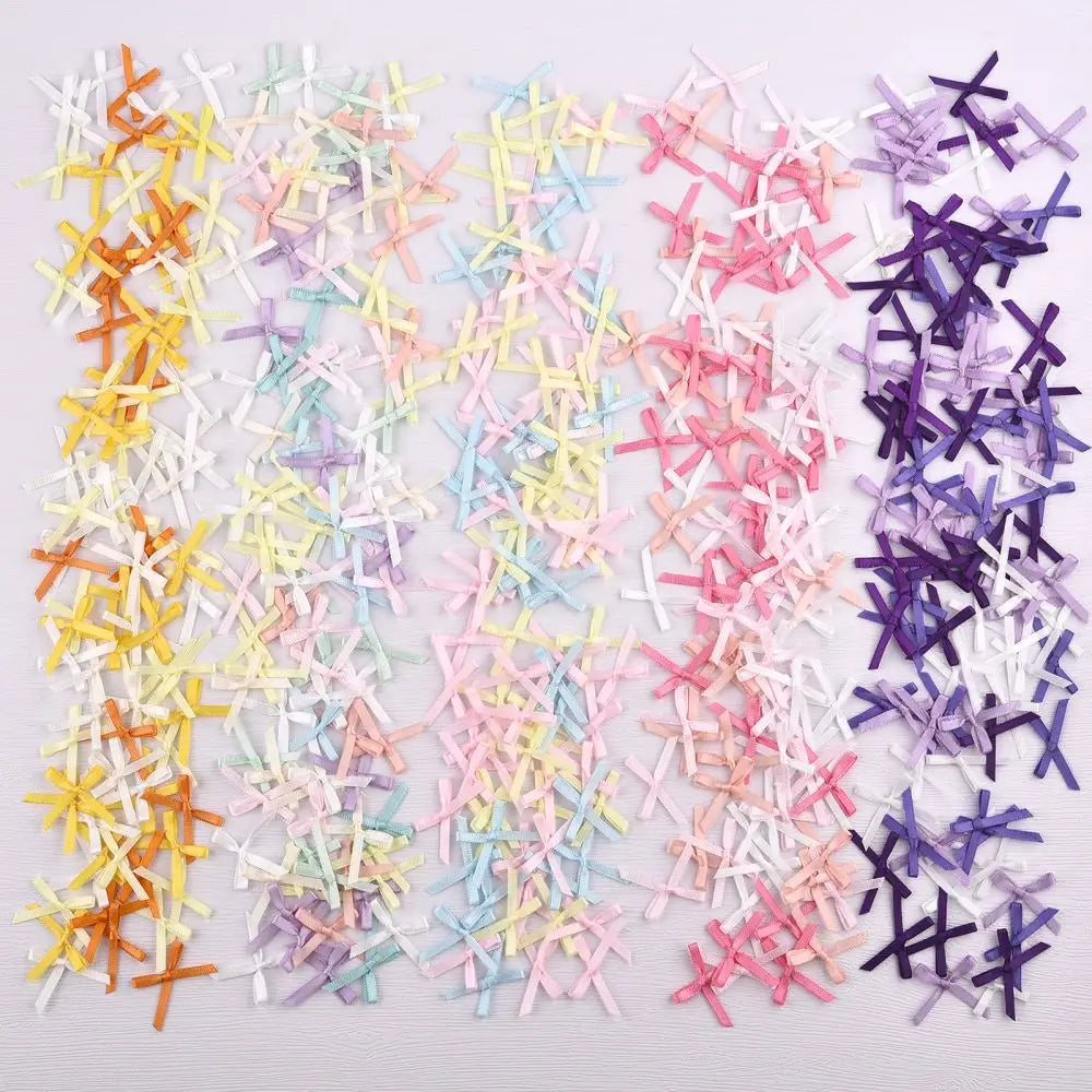 100pcs Mini Ribbon Bow Flower Satin Bows Ties DIY Crafts Embellishment Crafts Accessory Christmas Decoration Supplies