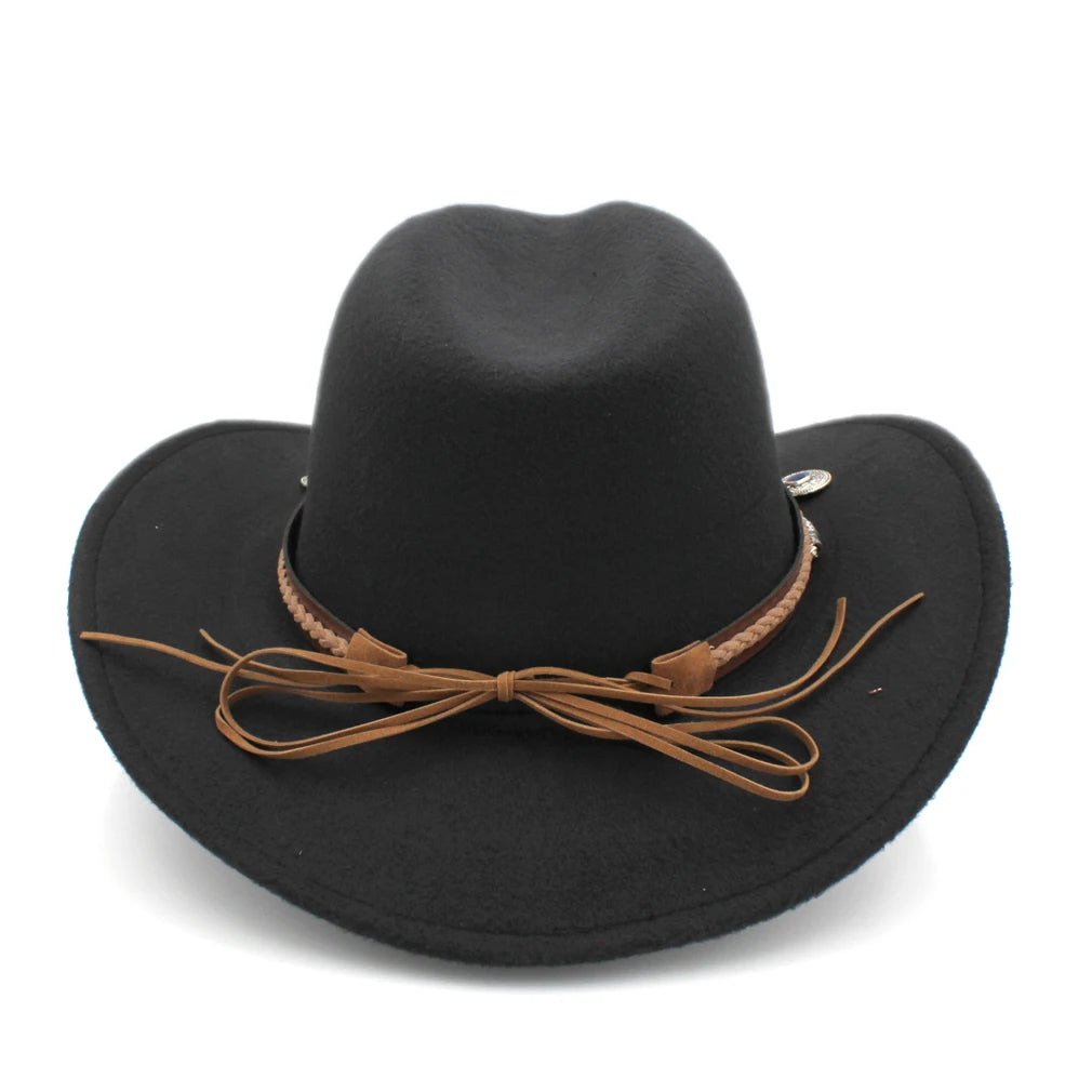 Men's Women's Western Equestrian Cowboy Hat Cattleman Riding Cowgirl Cap Wide Brim Felt Fedora Jazz Church Caps Шляпа Chapeau